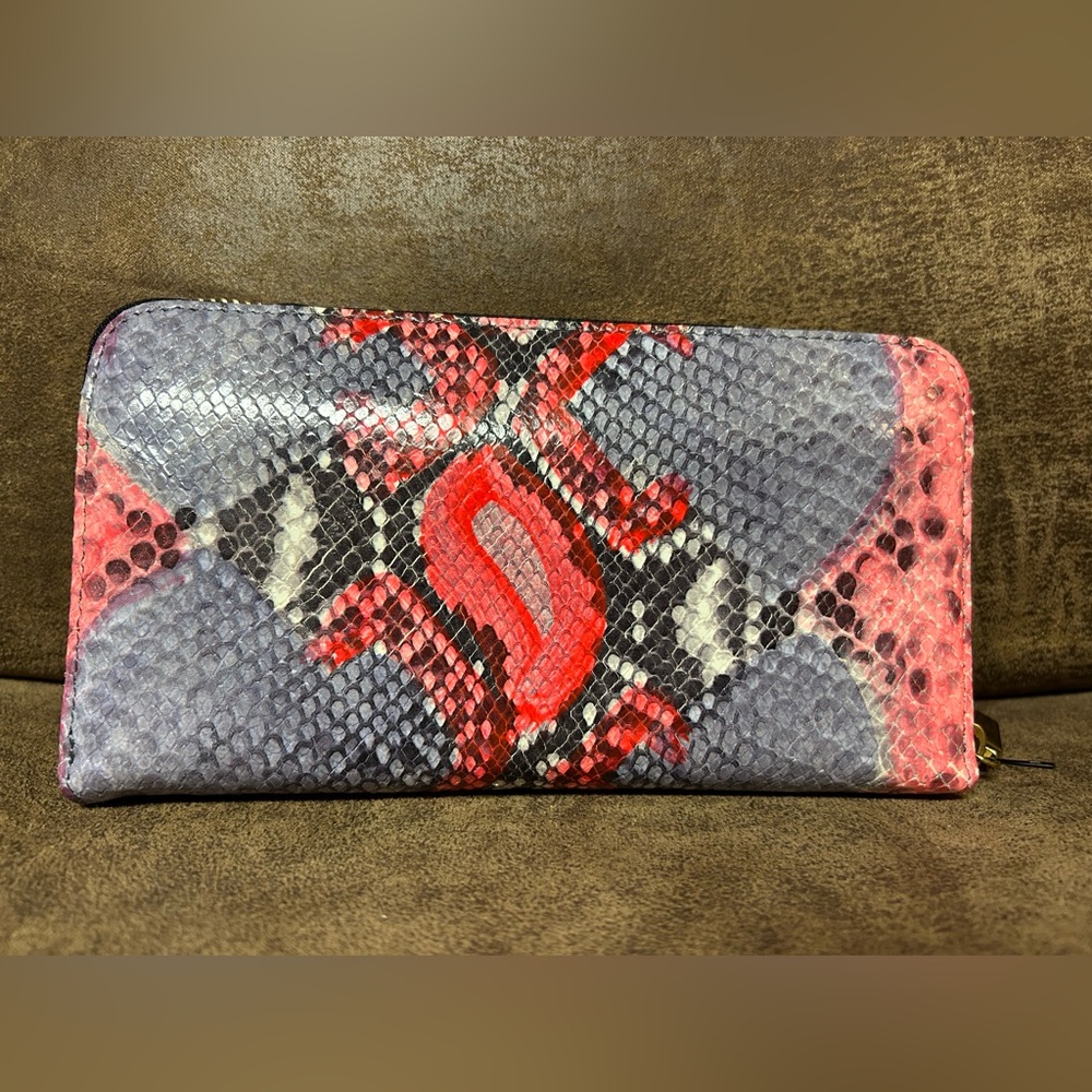 Tory Burch Python Embossed Leather Zip Around Con… - image 2